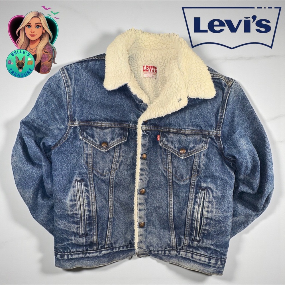 Levi's Jean Jacket Men's‎ Medium 40R Denim Trucker Sherpa '80s Vintage Retro USA